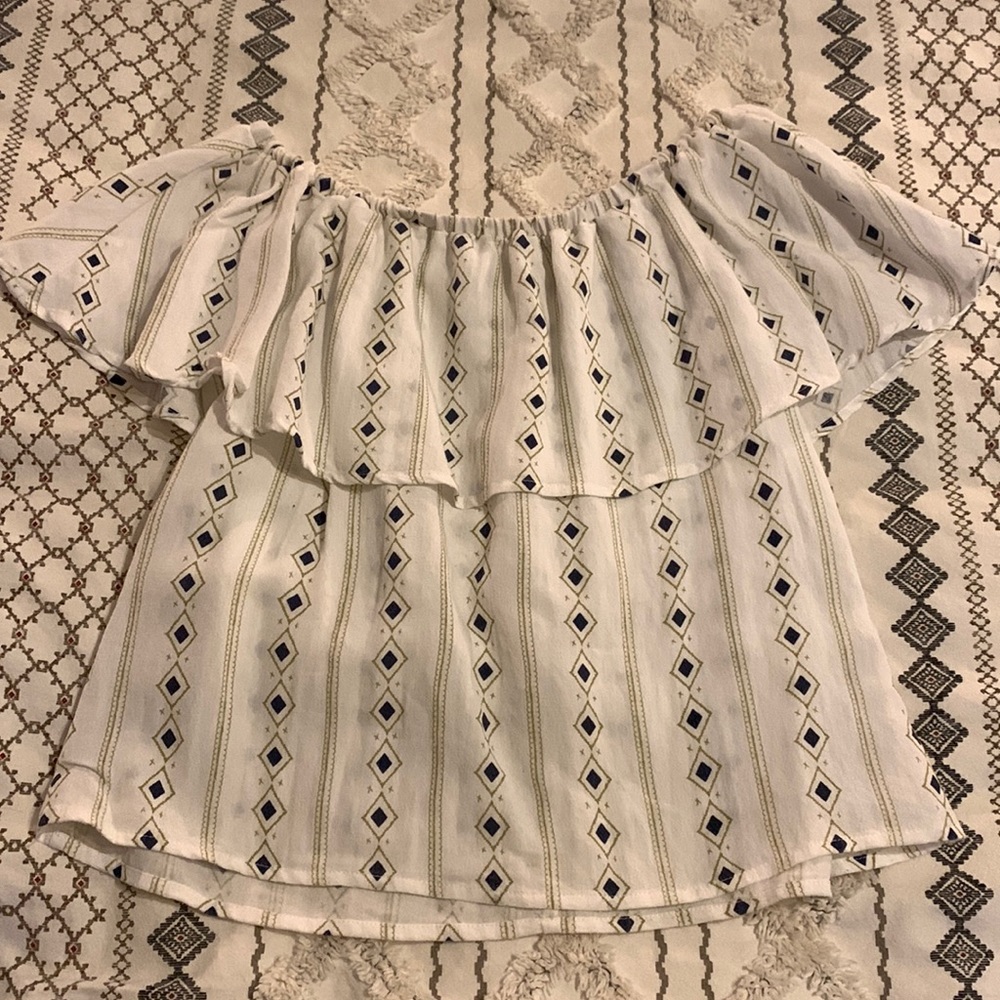 Printed off the shoulder top